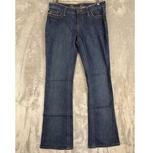 Y2K Guess Jeans‎ Women's Flare Bootcut Denim Pants Size 28 Dark Wash Embroidered